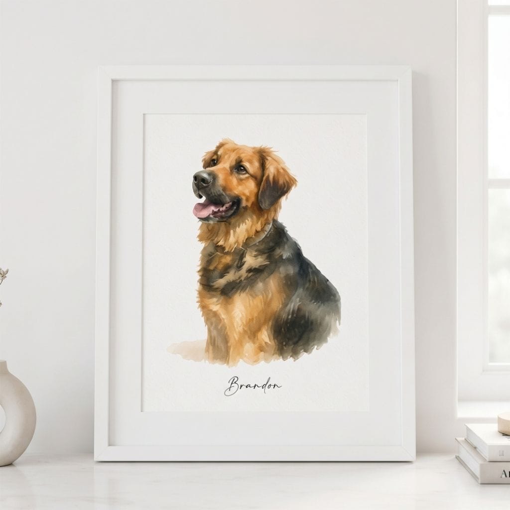 Custom pet portrait printed in Waterford by Petlyprints.ie